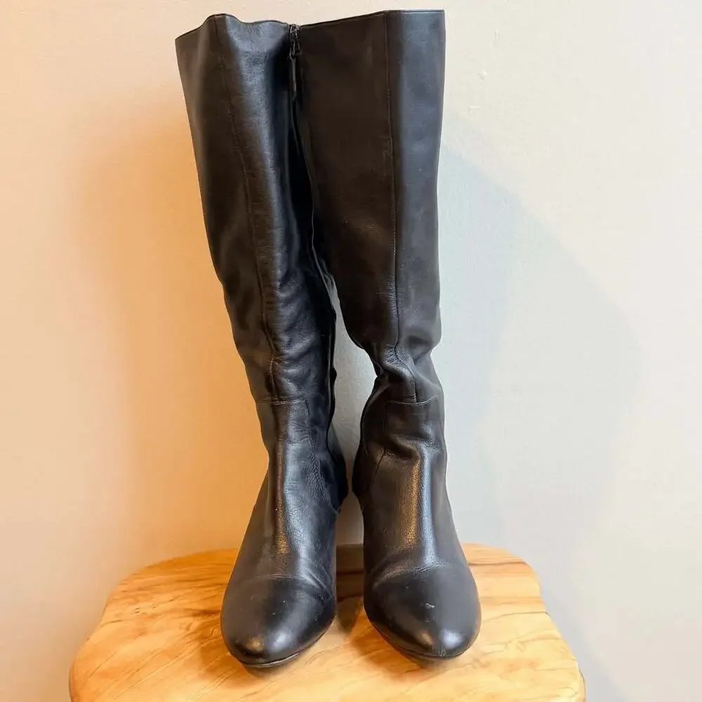 Cole Haan Air Courtney Tall Black Leather Knee High Kitten Heel Boots - Size 8 - Picture 3 of 7